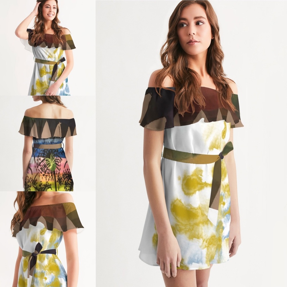 Designer off the shoulder dress(Custom Made)